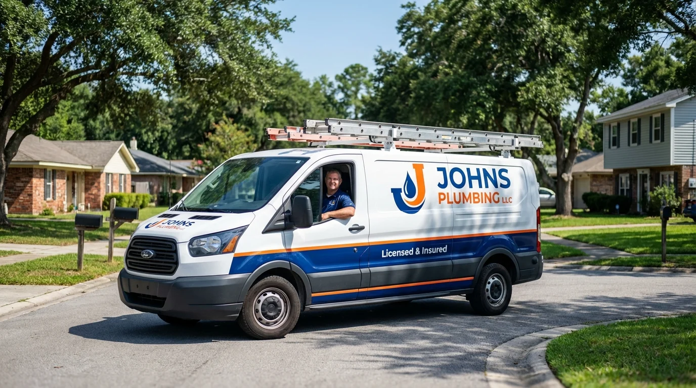 Johns Plumbing LLC service van in Jersey City, NJ