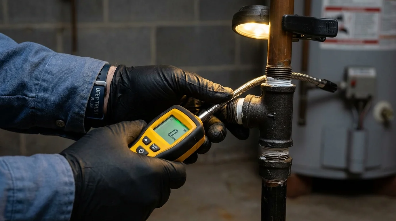Gas leak detection with electronic sniffer by Johns Plumbing LLC in Jersey City