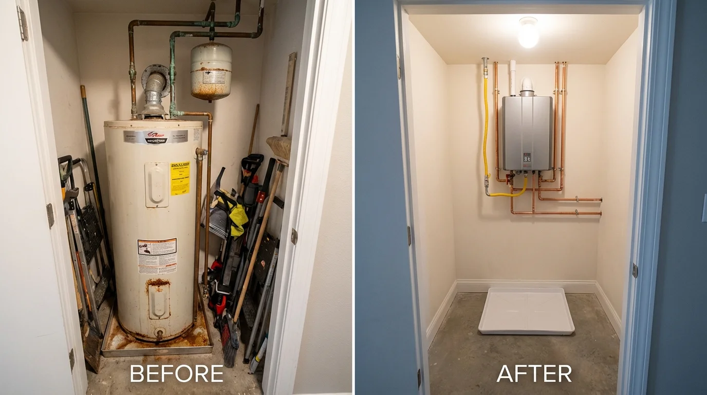 Tank water heater versus wall-mounted tankless unit comparison for Jersey City, NJ homeowners